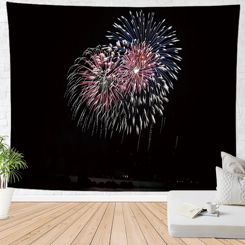 Фейерверк настенный подвесной гобелен светящийся Настенный Ковер праздничный