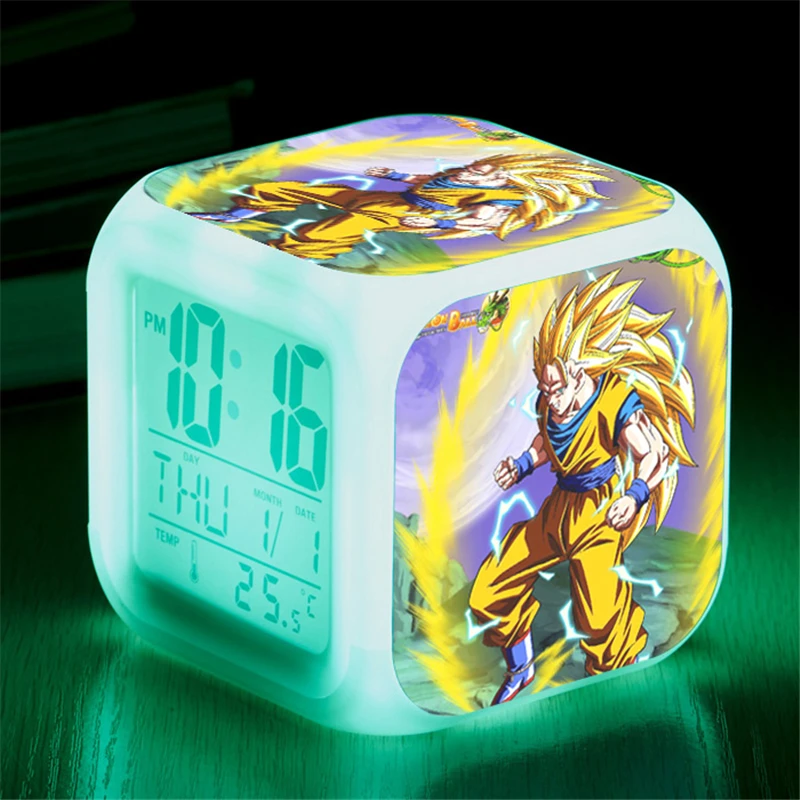 Цифровые часы с фигурками аниме DBZ светодиодный Будильник игрушки подарки для