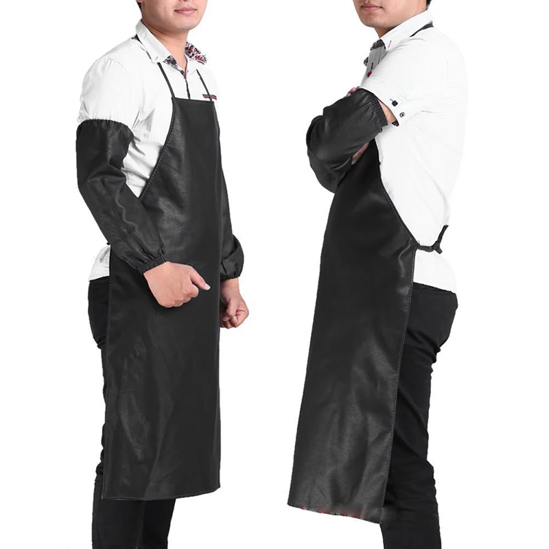 

Waterproof Men Stain-Resistant Leather Aprons Kitchen Dishwashing BBQ Bib1pc