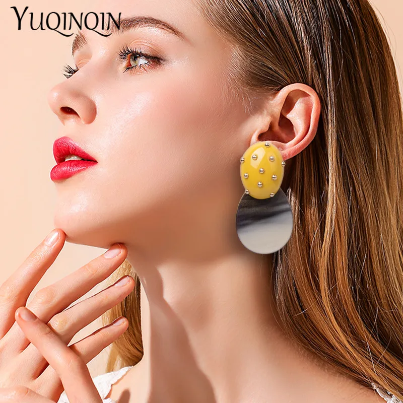 Модные круглые большие серьги для женщин 2020 милые корейские Висячие длинные