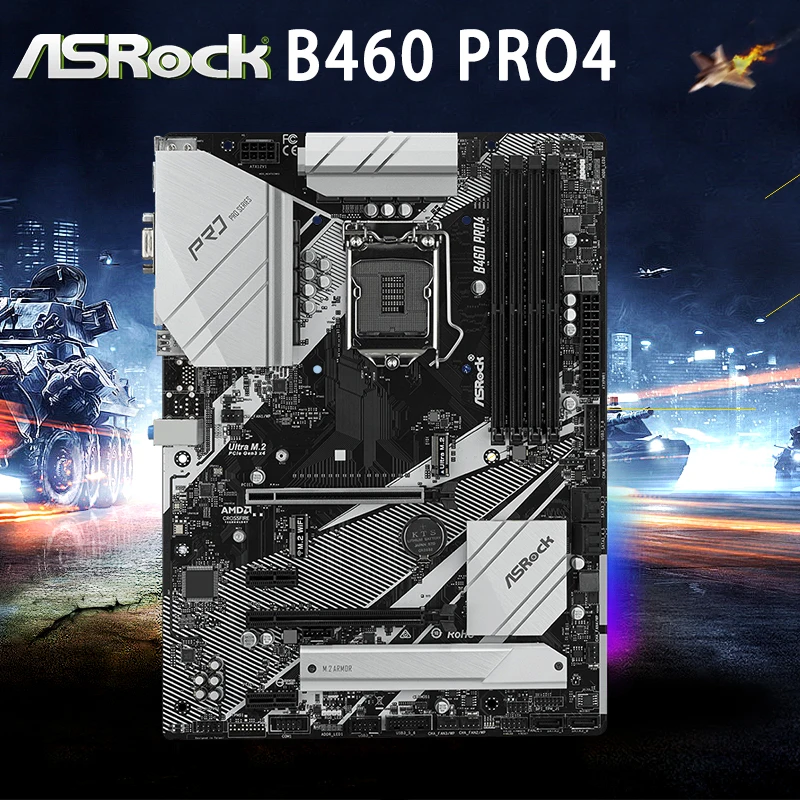 Günstig Sockel LGA 1200ASRock B460 PRO4 Motherboard 10th-Gen Core/Pentium/Celeron DDR4 128GB PCI-E 3,0 M.2 Overlocking Desktop B460 ATX