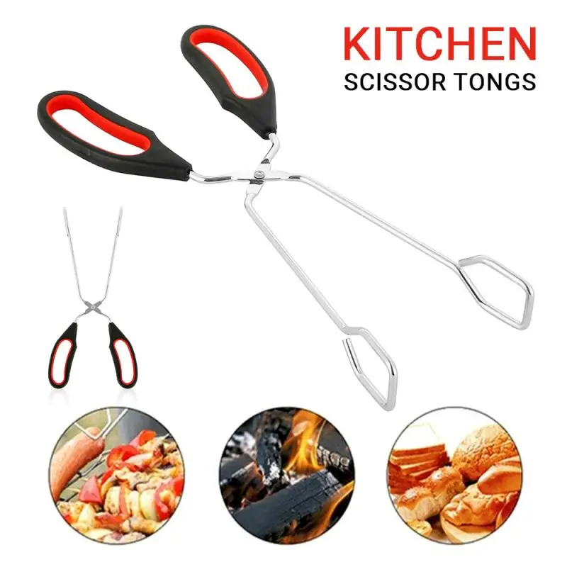

Portable Scissor Type Portable Long Handle Outdoor Kitchen Barbecue Tongs Clamp Grilling Multifunction Food Clip Camping Cooking