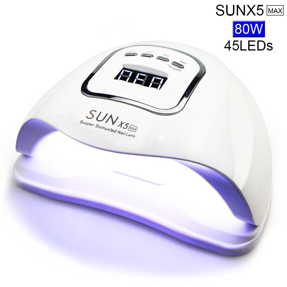 80 Вт SUN X5 Сушилка для ногтей УФ-светодиодный светильник для сушки ногтей ЖК-монитор 45 светодиодный сухой светильник полировка гелем датчик умный таймер маникюр