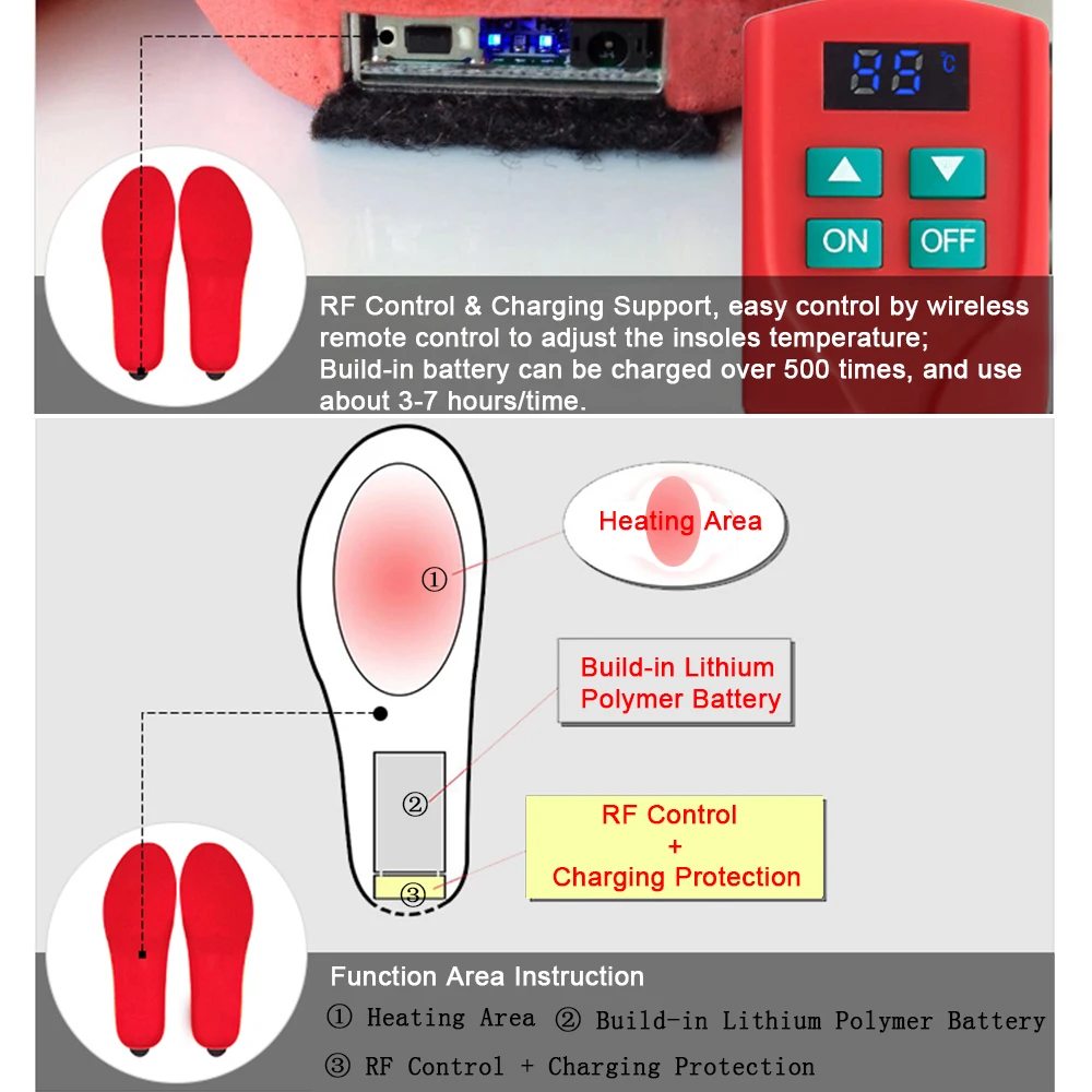 Стельки с электрическим подогревом новые умные стельки перезаряжаемой батареей