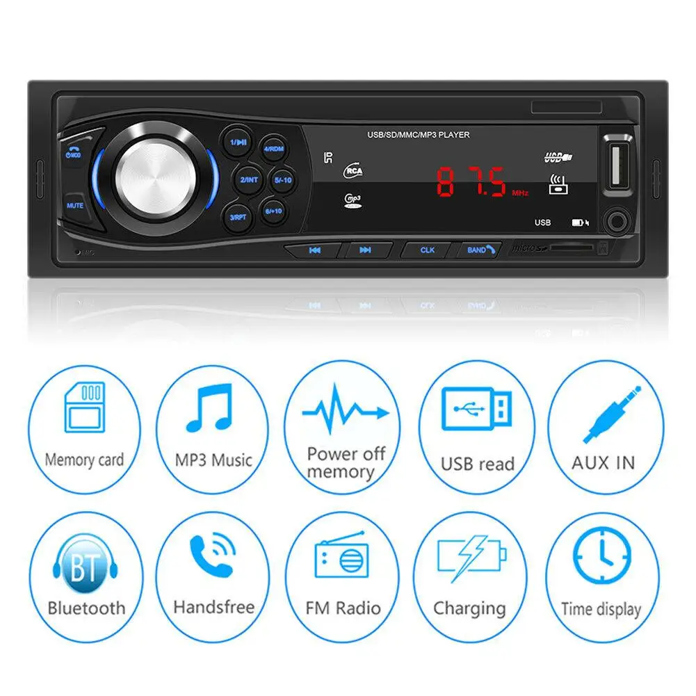 HiMISS 12V SWM-1028 1 DIN автомобильный стерео MP3-плеер радио AUX TF карта U диск головной