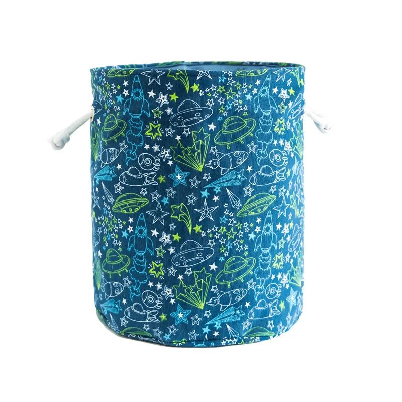 

40*35cm Cartoon Spaceship Children's Toy Storage Bucket Folding Laundry Tub Sundries Sorting Basket for Organizing