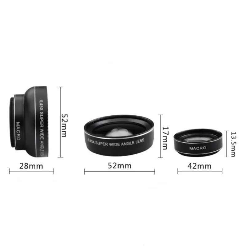 

0.45X Wide Angle+12.5X Macro Lens HD Phone Camera Lens Professional 2in1 Lens For iPhone 8 7 6S Plus Xiaomi Samsung LG