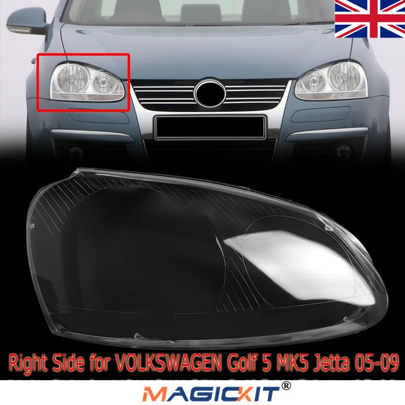 

MagicKit Right Side Front Headlight Lens Clear Lampshade Plastic For VW Golf MK5 05-09