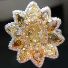 Цитрин драгоценный камень женское кольцо цветок ювелирные изделия инкрустированные изысканное романтическое банкетное украшение для вечеринки