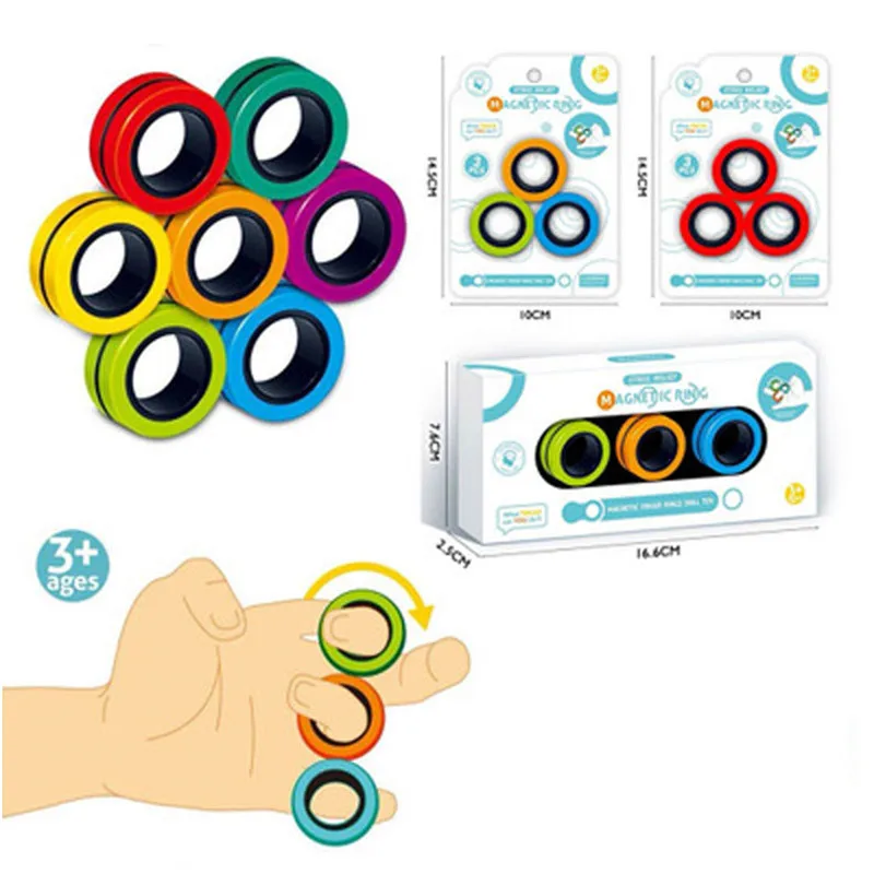 

Finger Magnetic Rings Anti-stress Magnetic Rings For Autism ADHD Anxiety Relief Focus Kids Decompression Fidget Toys