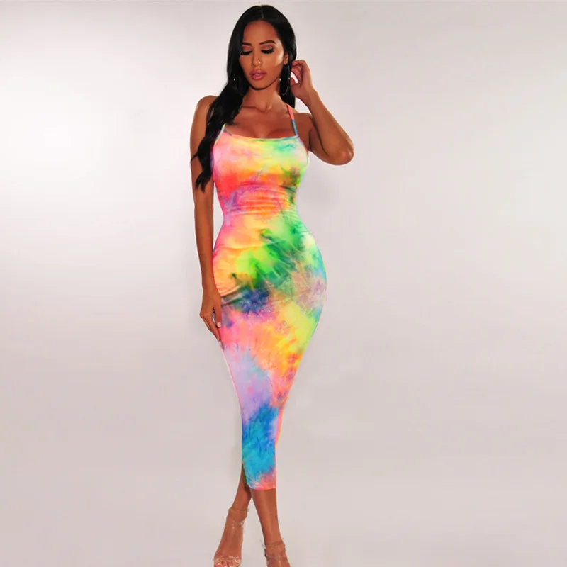 

Europe and America's New Summer Sexy Casual Women's Suspenders Tight Leg Long Dress