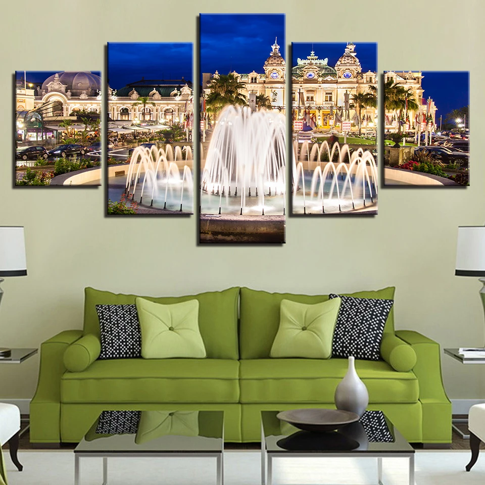 

Home Decoration Artwork Canvas Painting 5 Pieces HD Prints Building For Living Room Wall Art Restaurant Modular Pictures Poster