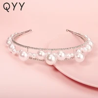 qyy bridal hairband pearl headband for women hair accessories party headbands tiaras and crowns headpiece hair jewelry gifts