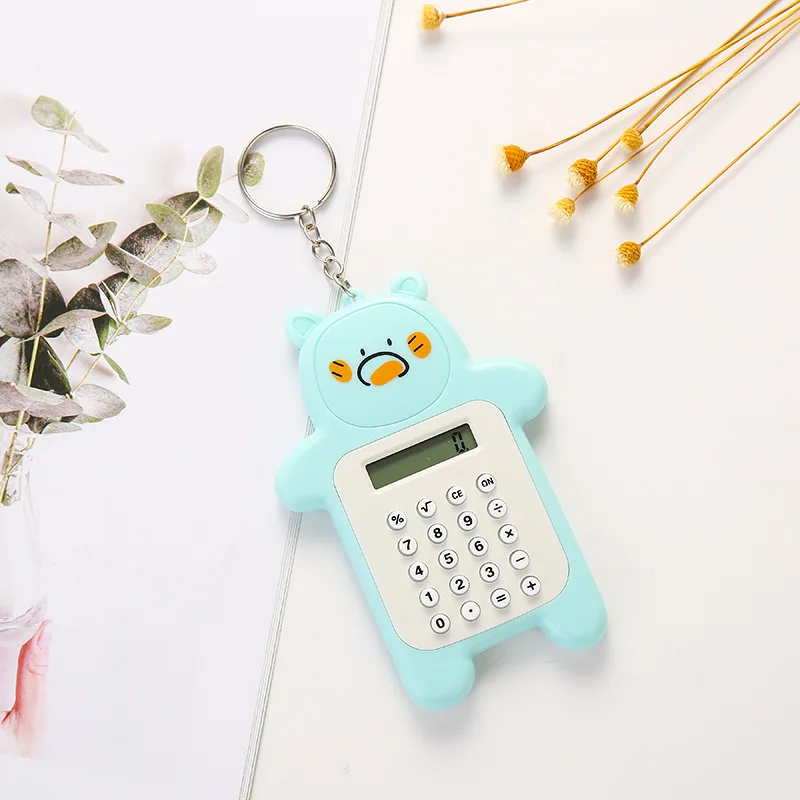 Мультфильм мини медведь студенческий калькулятор портативный тест брелок