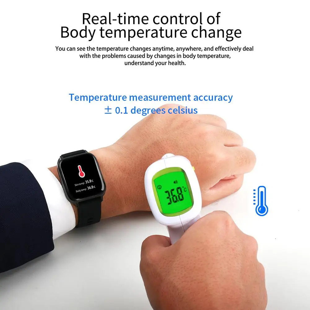 

2020 Smart Watch Men Women Sport Heart Rate Blood Pressure Real-time Temperature Health Monitoring Smartwatch For IOS Android