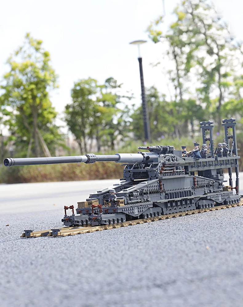 3846pcs Military Heavy Gustav/Dora German 80cm K(E Railway Gun Building Blocks WW2 army World War ii Tank Soldier Bricks Toys