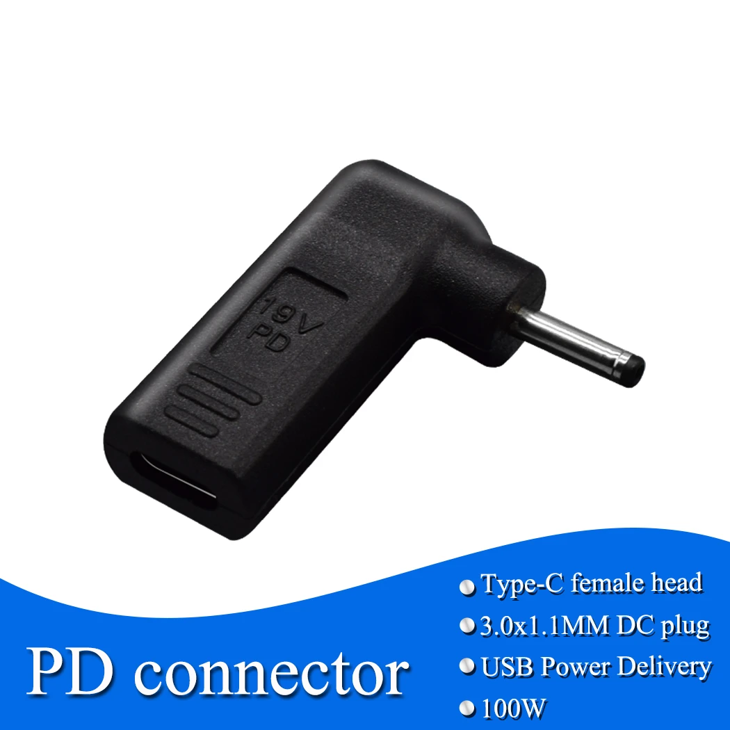 

PD 100W fast charging converter type-c converter female dc power socket to DC 3.0*1.1mm male plug for portable adapter connector