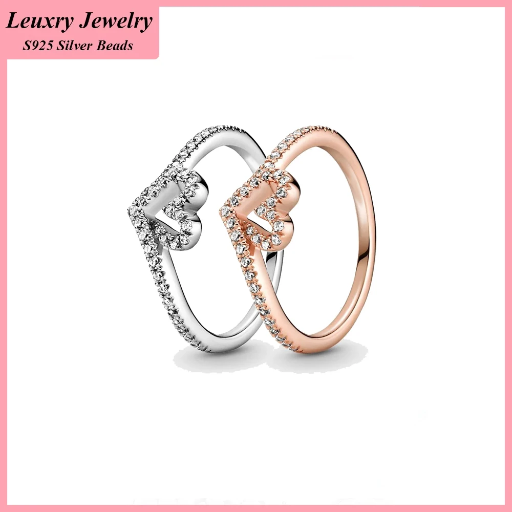 

Leuxry Trendy Silver Color Shiny Love Heart Wish Women Rings Classic CZ Temperament Wedding Valentine's Day Jewelry Dropshipping