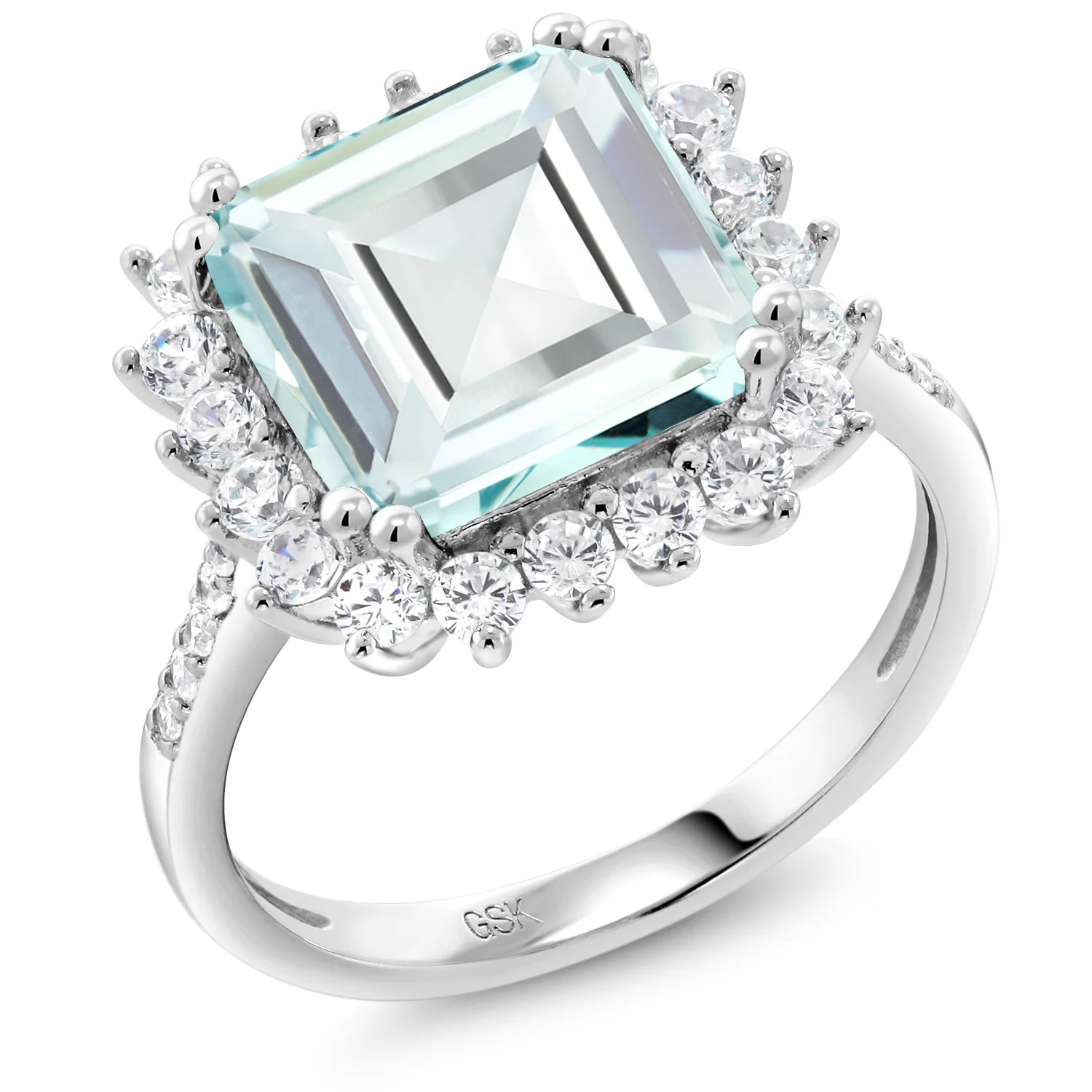 GemStoneKing 4 83 Ct Octagon Cut небесно-голубой искусственный Аквамарин винтажные кольца для