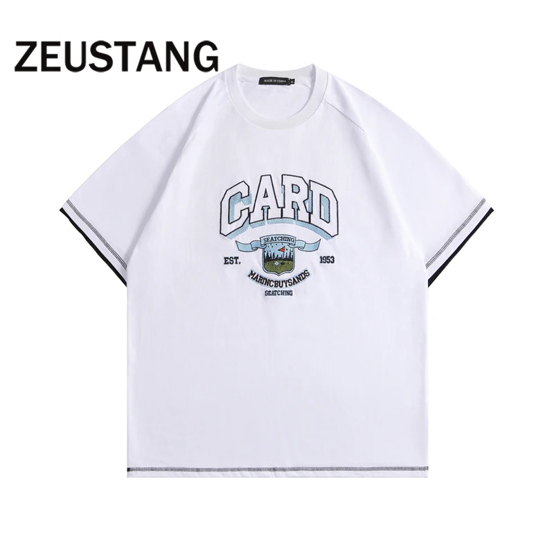 

Zeustang Mens Fashion T Shirts Streetwear Letter Print Short Sleeve Tshirts Harajuku Spring Summer Casual Cotton Tees Top
