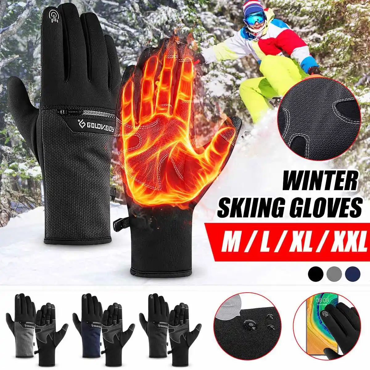 

Universal Outdoor Sports Windproof Warm Mitten Winter Warm Gloves Touch Screen Gloves Full Finger Women Driving Riding Guantes
