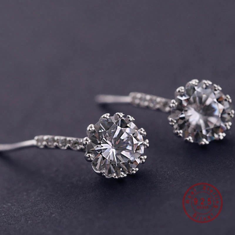 Женские винтажные серьги с кубическим цирконием роскошные серебряные