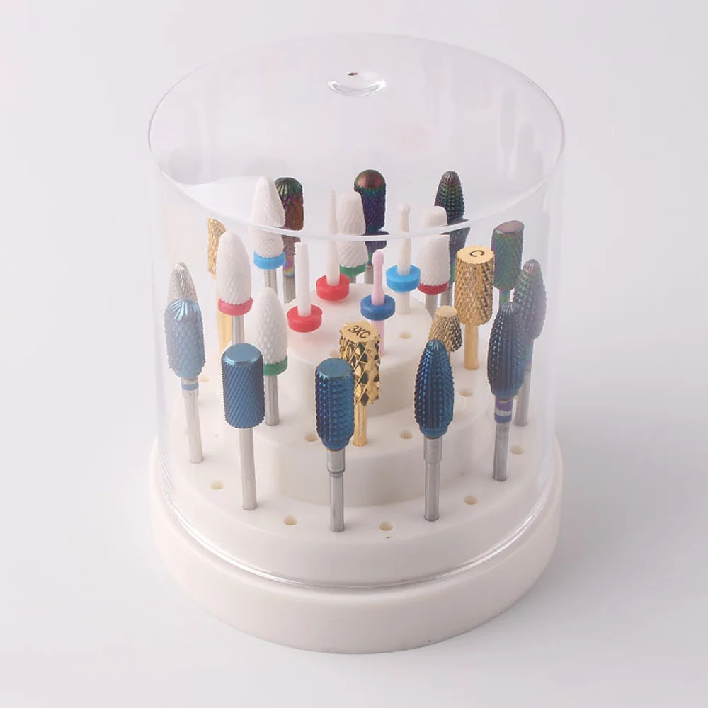 

2pcs Simple 48-hole Nail Drill Bits Storage Box Nail Drill Bits Display Stand