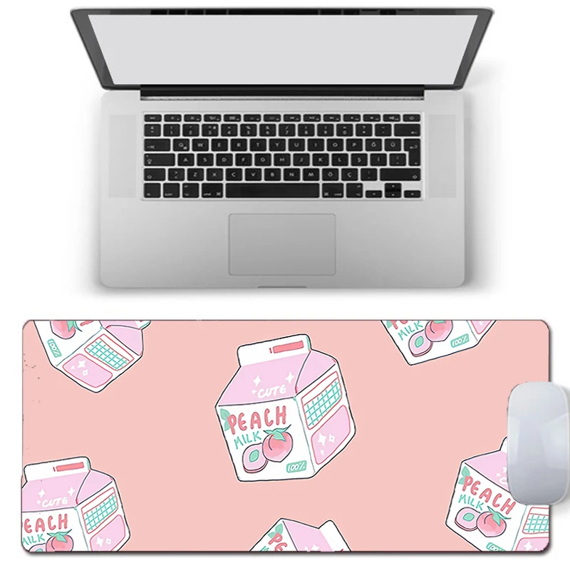 Strawberry Milk Kawaii Big Mouse Pad PC Anime Gming Keyboard Mouse Pad Gamer Computer Rubber Mouse Pad XXL Cute Office Desk Mats