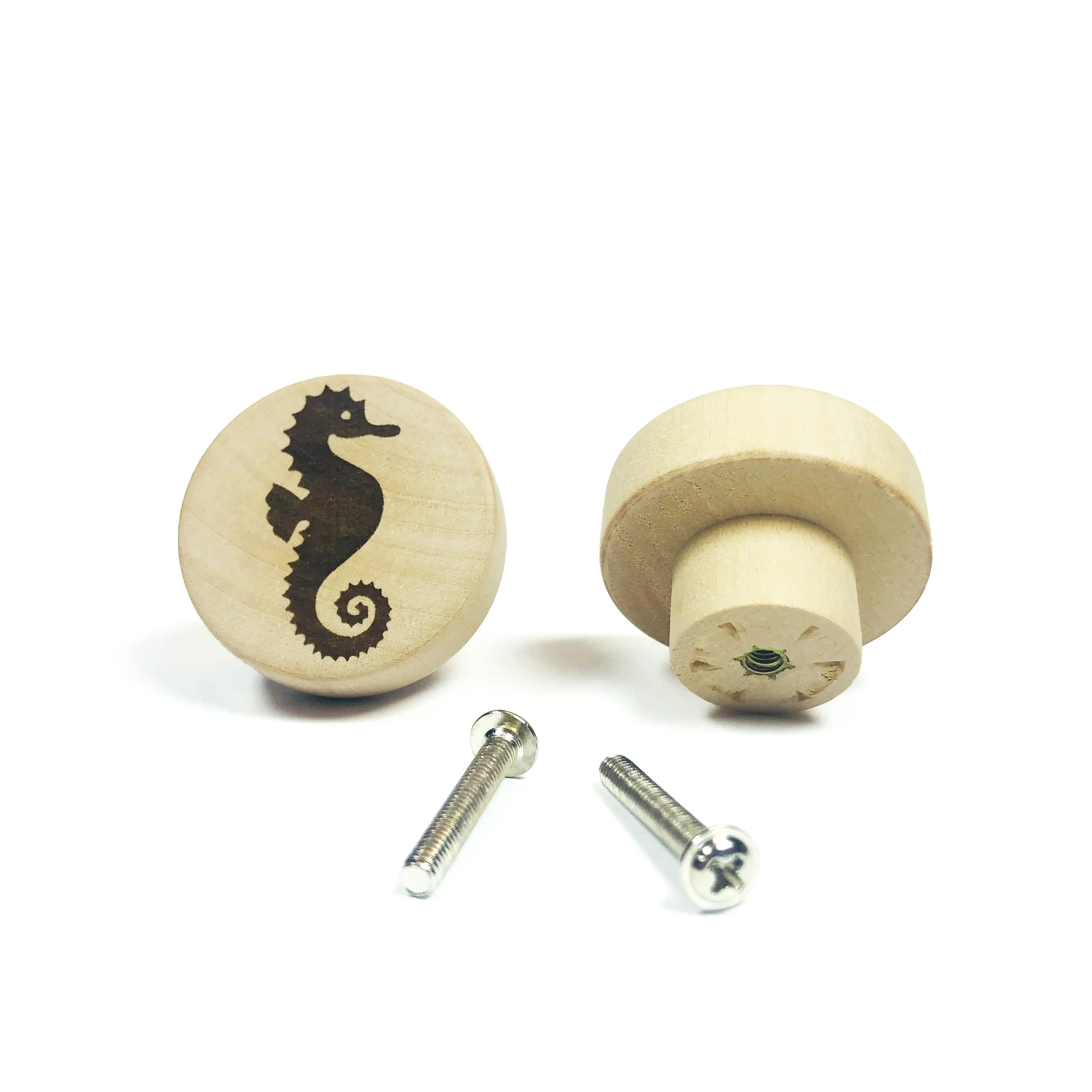 

Bonjean Engraved Seahorse Wooden Draw Knob Boho Nursery Drawer Pull Rustic Doorknob Nature Wood Drawer Pulls Furniture Handles