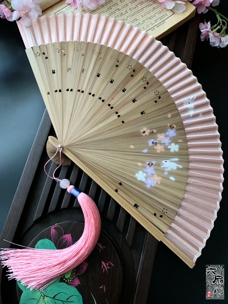 Японский стиль кружева китайский античный бамбуковая Ручка Складной вентилятор