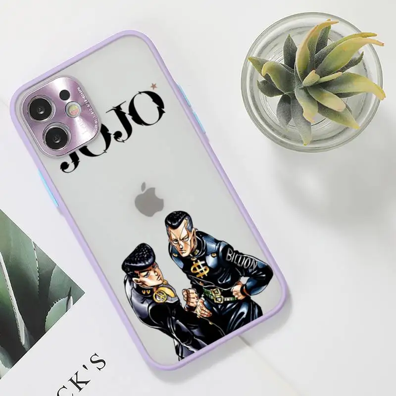 

JoJo Bizarre Adventure Phone Case For iPhone 12 11 Mini Pro XR XS Max 7 8 Plus X Matte transparent Purple Back Cover
