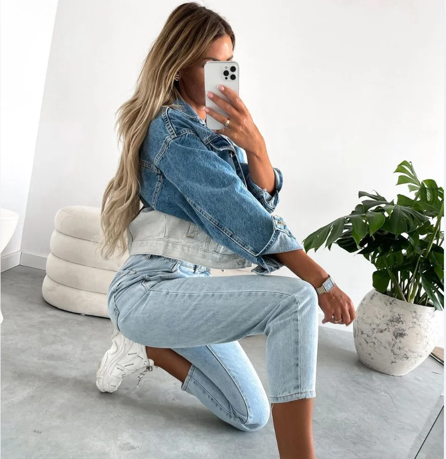 Уличная мода для девочек удобная теплая Повседневная джинсовая куртка большого