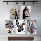 Граффити парные руки розы улица настенное искусство канкас принты живопись известная Бэнкси Классическая картина домашний Настенный декор плакат