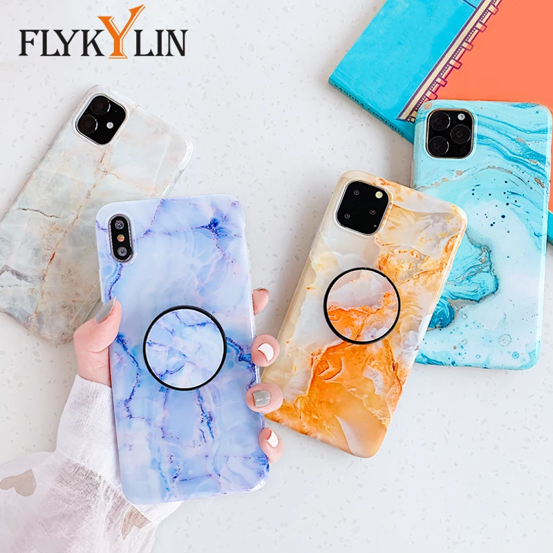 

FLYKYLIN Holder Stand Case For Samsung Galaxy A40 A50 A51 A71 Cover For Samsung S20 Plus Note 20 Ultra Marble Silicon Phone Case