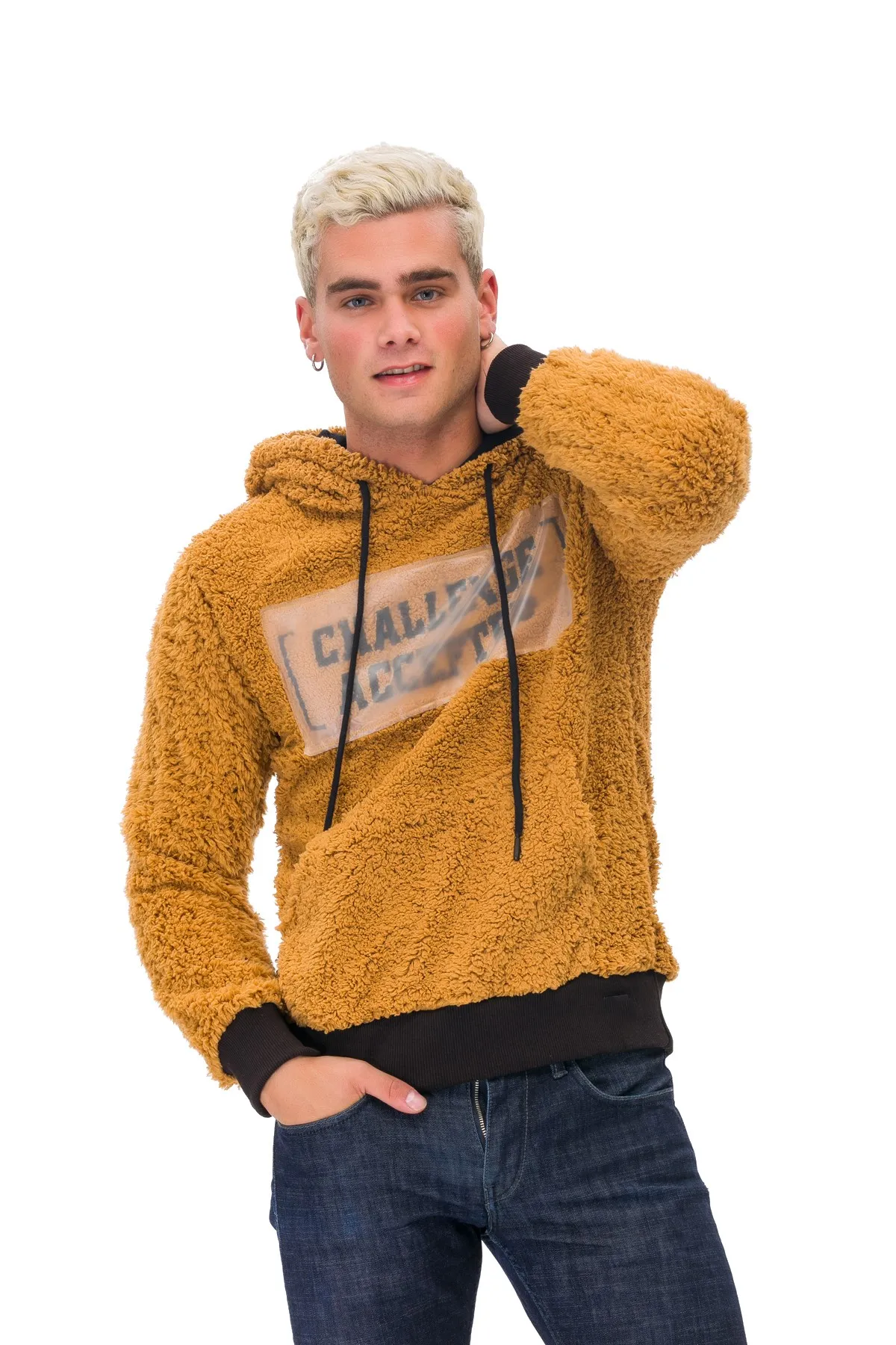 KarinFashion Tuylu Pelus Толстовка на специальной кожаной аппликацией с принтом challenge actepted
