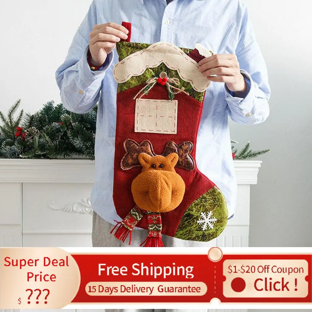 

Hot High Quality Christmas Socks Bag Elk DIY Large Christmas Socks Candy Bag Christmas Decoration новый год 2022