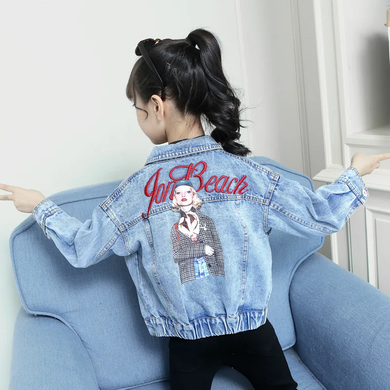 Джинсовые куртки для девочек детская одежда мальчиков и модная куртка с