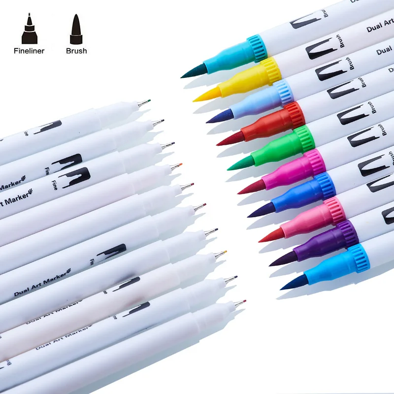 

60PCS Colors art supplies Drawing Painting Pens Watercolor Dual Tip Brush Pen Calligraphy Sketching Coloring Book copic markers