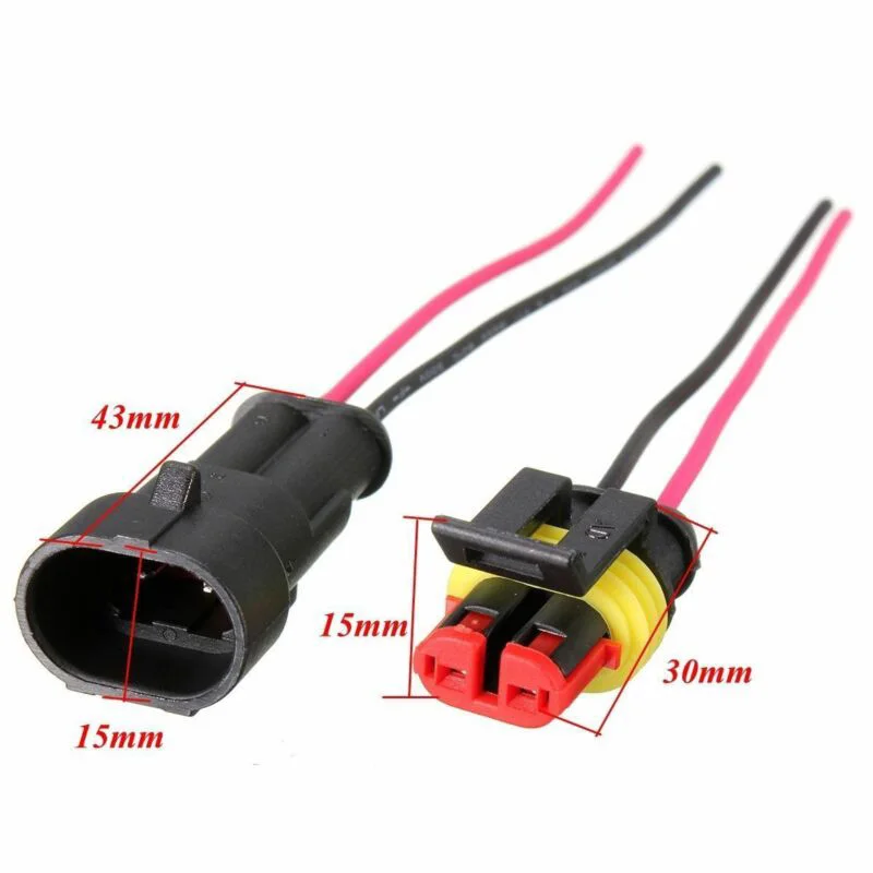 

10 X 2-Pin Way Car Waterproof Electrical Connector Set Plug Socket Wire Kit New