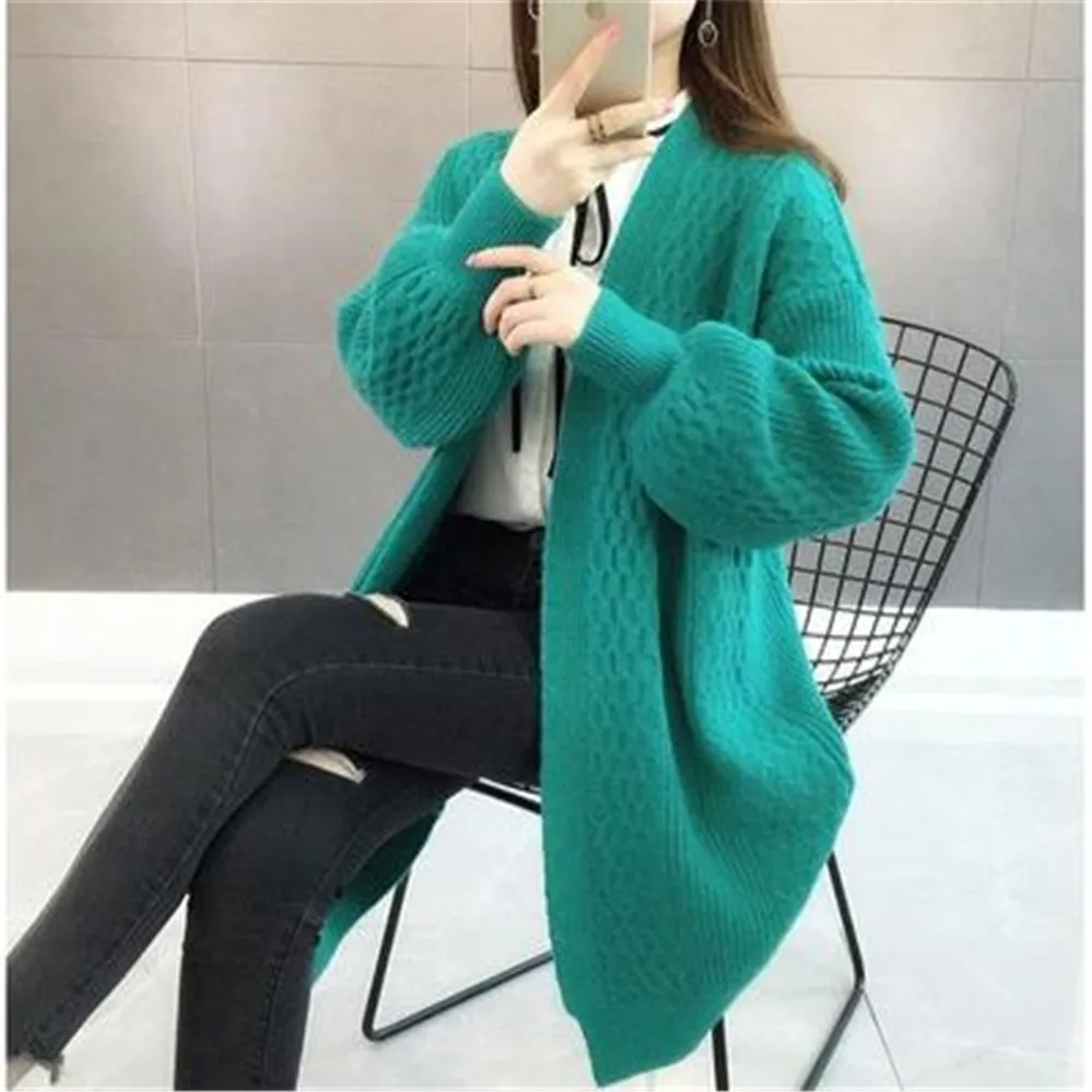 Весенний свитер кардиганы для женщин 2020 v-образный вырез рукав-фонарик открытая