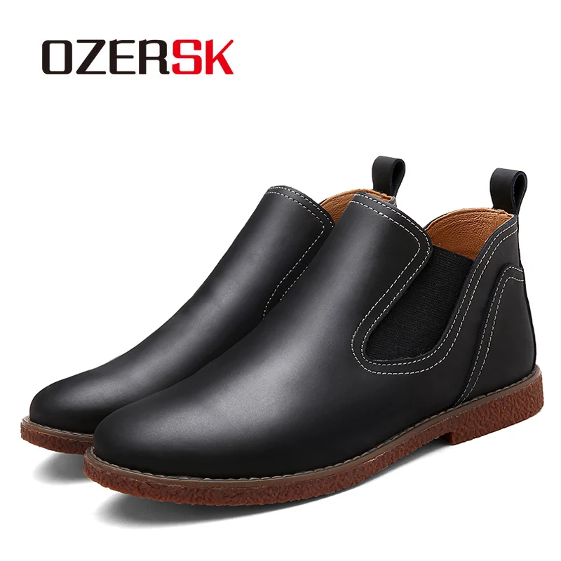 Ботинки OZERSK мужские из натуральной кожи Брендовые ботильоны Повседневная