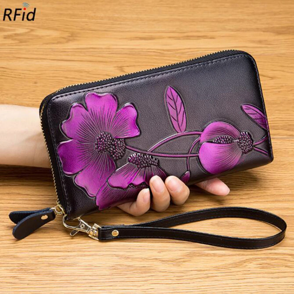 

2020 New PU Leather Women Long Wallet Fashion Flower Lady Clutch Money Bag Coin Purse Girls Wallet Fashion