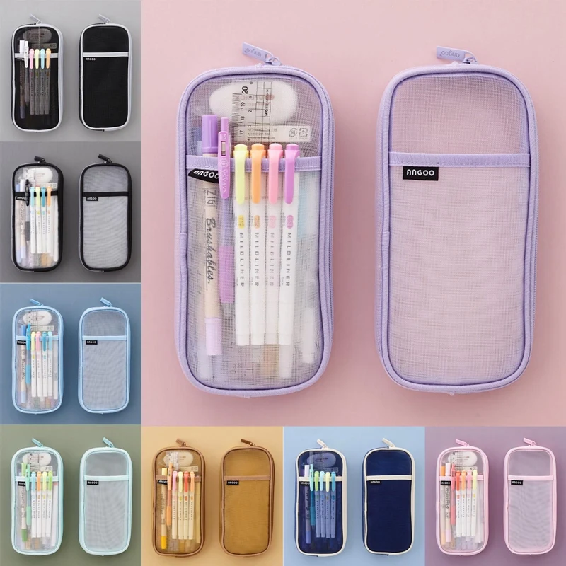 

Multifunctional Transparent Large-capacity Medium Mesh Pencil Case School Supplies For Students Pen Bag Pencil Box 23*2*11cm New