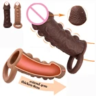 Силиконовые презервативы для увеличения пениса для мужчин, многоразовые кольца для с презервативом задержка для эякуляции, секс-игрушки