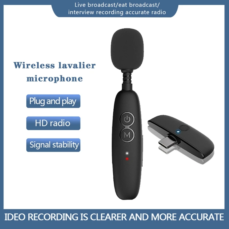 

High-quality wireless lavalier microphone portable audio video recording mini microphone for iPhone Android live gamefriend gift