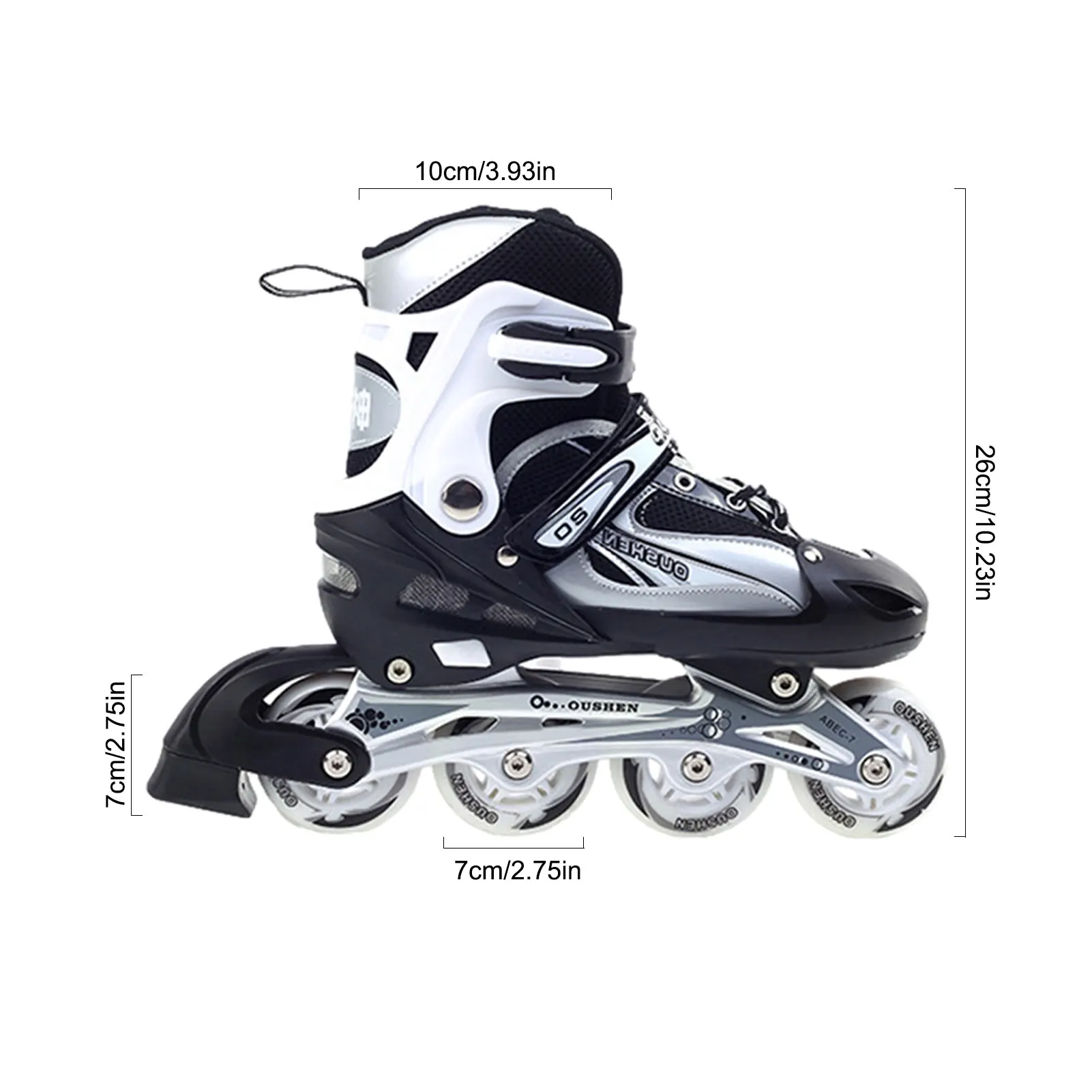 

Roller Skates Black Adjustable Aluminum Bracket Breathable Comfortable Inline Skating Shoes For Kids And Adults