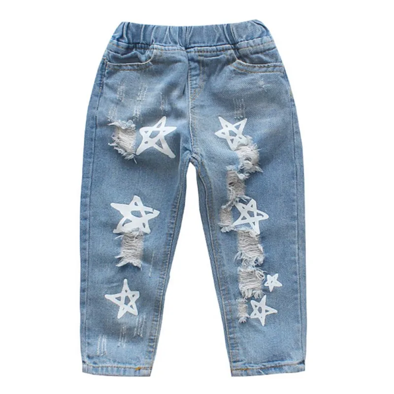 От 2 до 12 лет Детские рваные брюки стиля гранж для мальчиков и девочек джинсы