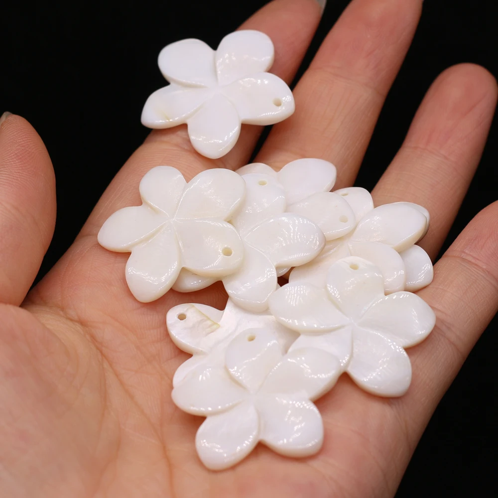 

5pcs Natural White Five Petal Flower Shell Pendant Charm for Jewelry Making DIY Women Necklace Earrings Gift Size 27x27mm