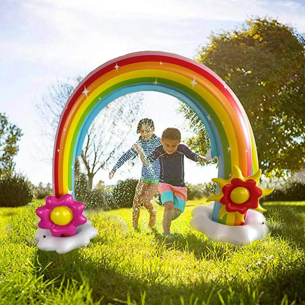 Надувная Радужная водяная разбрызгивающая большая наружная садовая игрушка