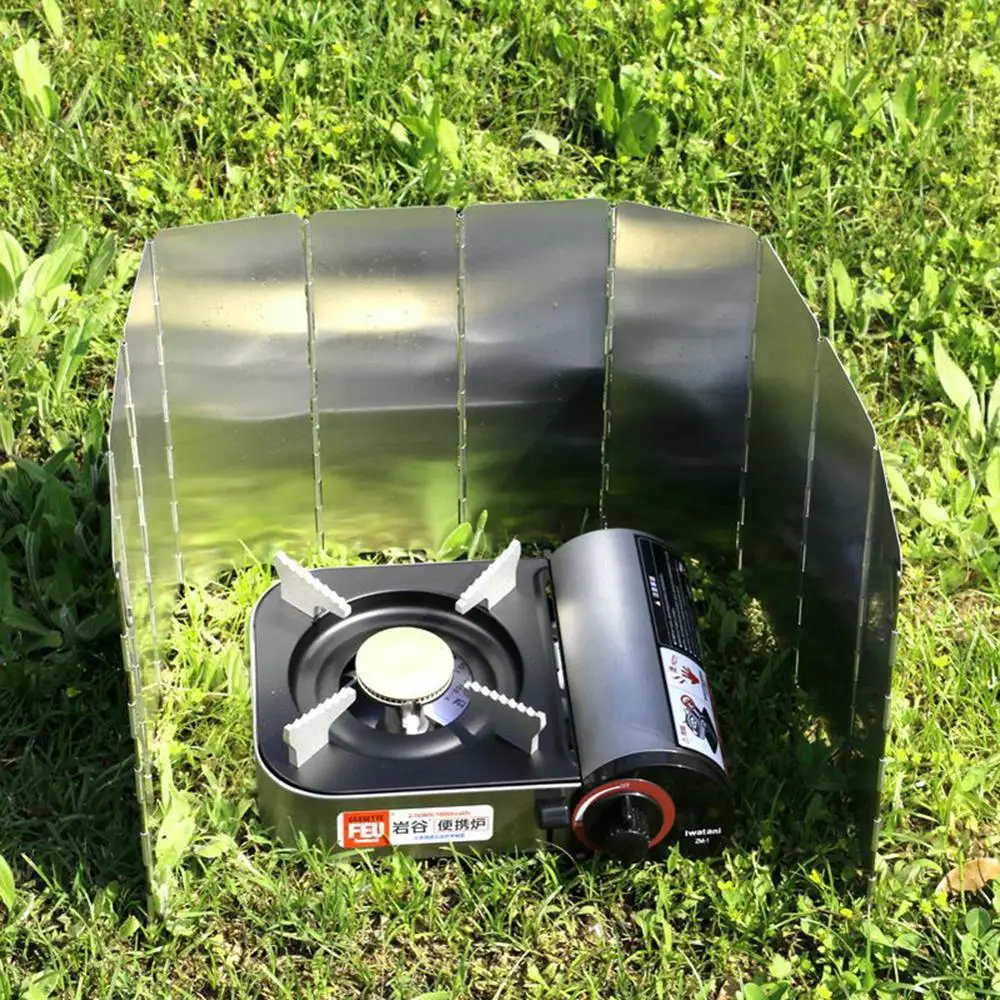 

10 plates Fold Camping Cooker Gas Stove Wind Shield Screen Foldable Outdoor